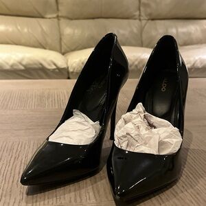 Aldo Black Patent Pointed Pumps